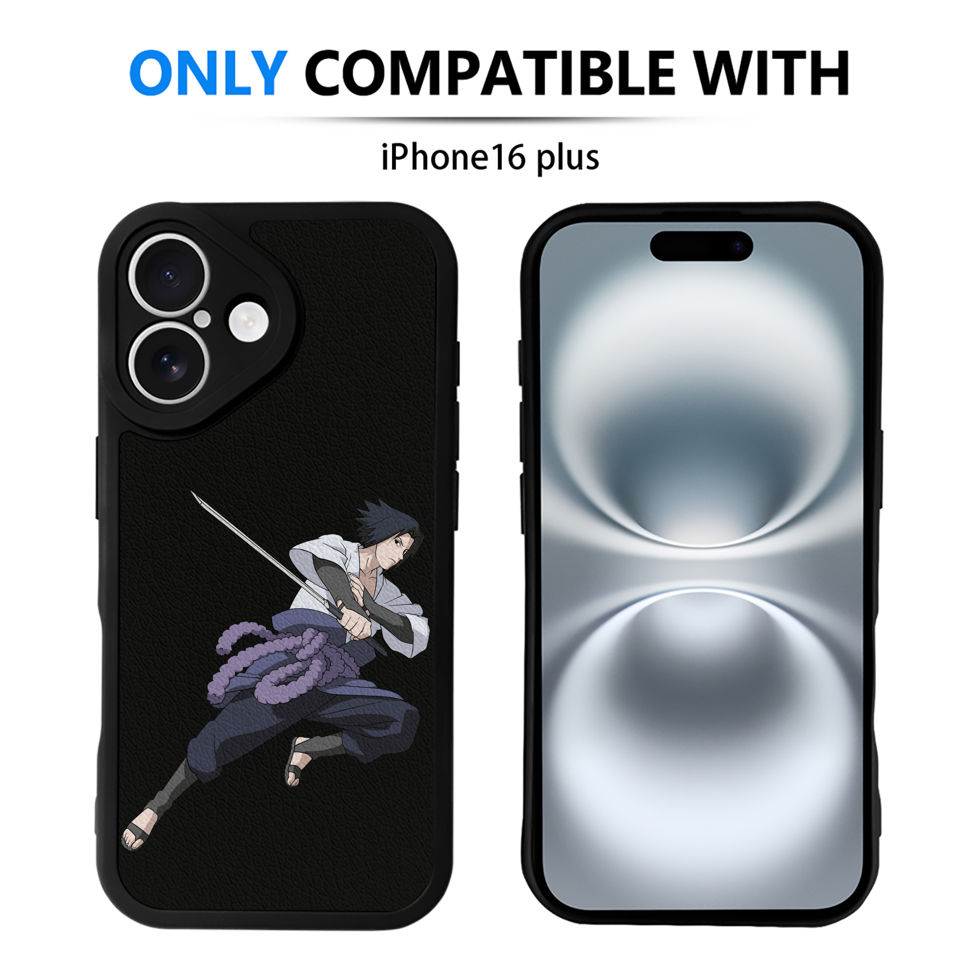 （画像用） NARUTO -ナルト- うちは サスケ Uchiha Sasuke 【iPhone 16シリーズ対応】シリコンスマホケース（レザー調） 材質：シリコン